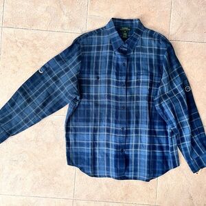 Ralph Lauren Linen Women’s XL Blue Plaid Button-Up Shirt